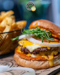 •	Beef Burger, Chips & Salad